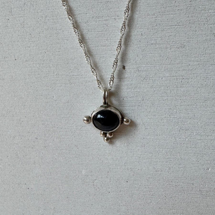 Deep Blue Star Sapphire Necklace in Silver