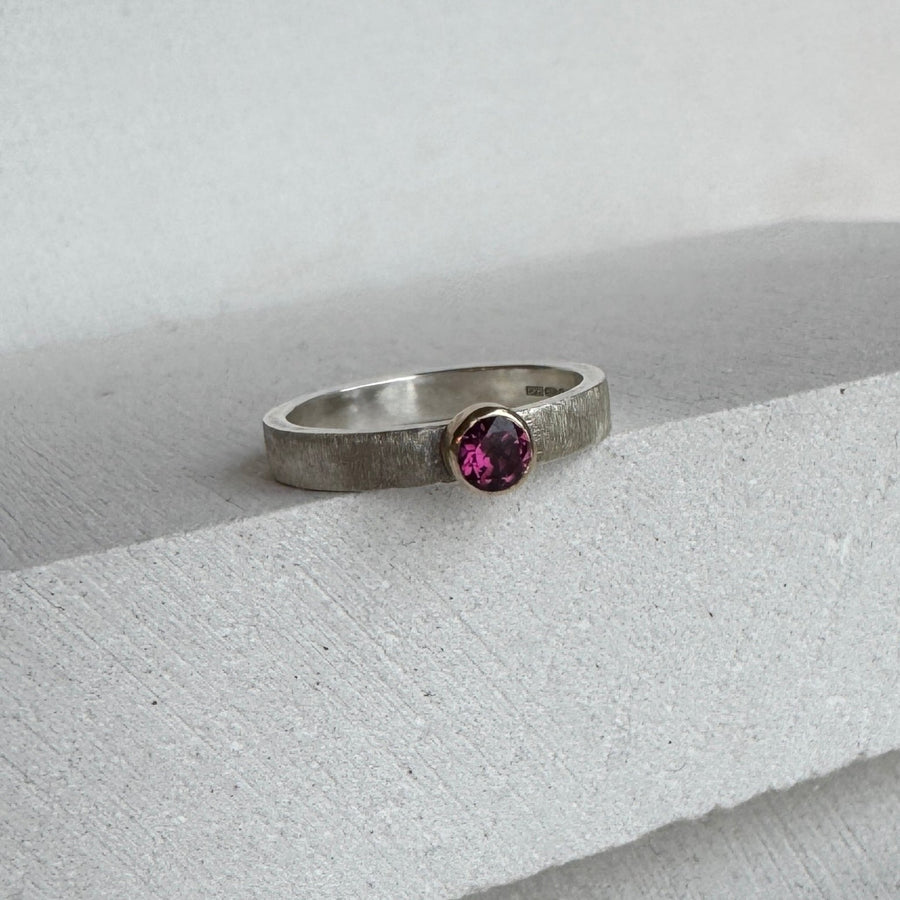 Rhodolite Garnet Ring in Silver and Gold