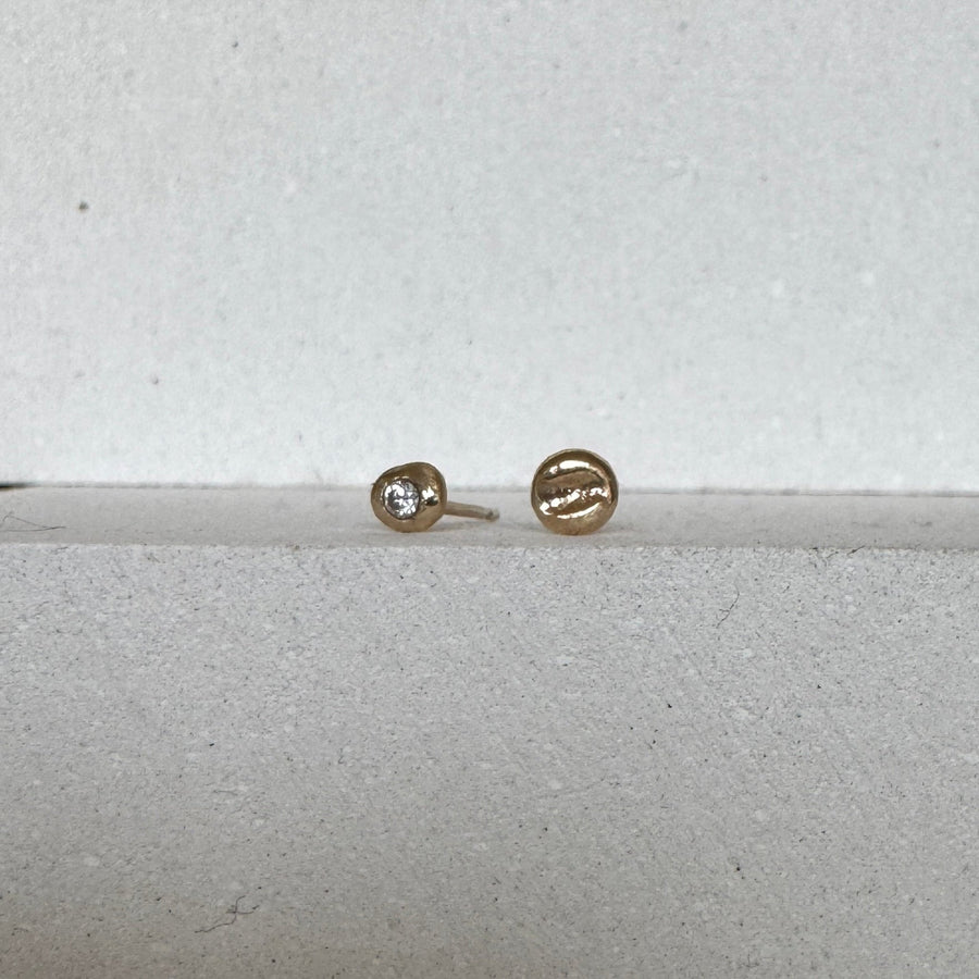 Molten Diamond Mismatched Studs in Yellow or White Gold