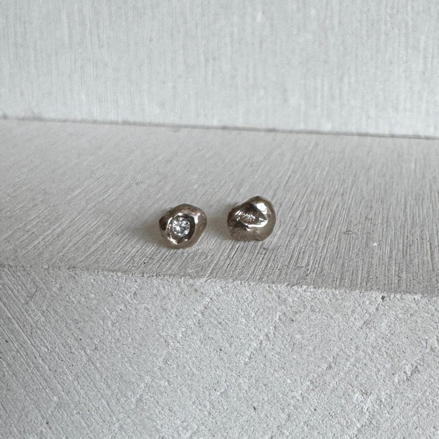 Molten Diamond Mismatched Studs in Yellow or White Gold