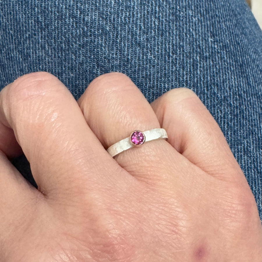 Rhodolite Garnet Ring in Silver and Gold