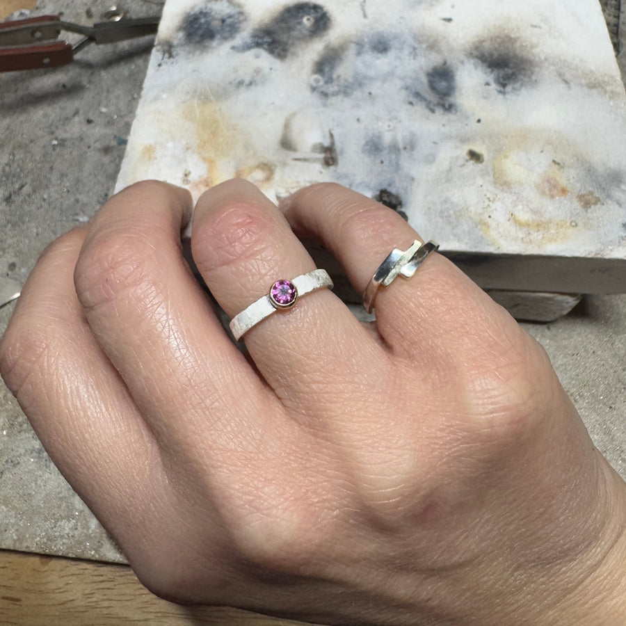 Rhodolite Garnet Ring in Silver and Gold