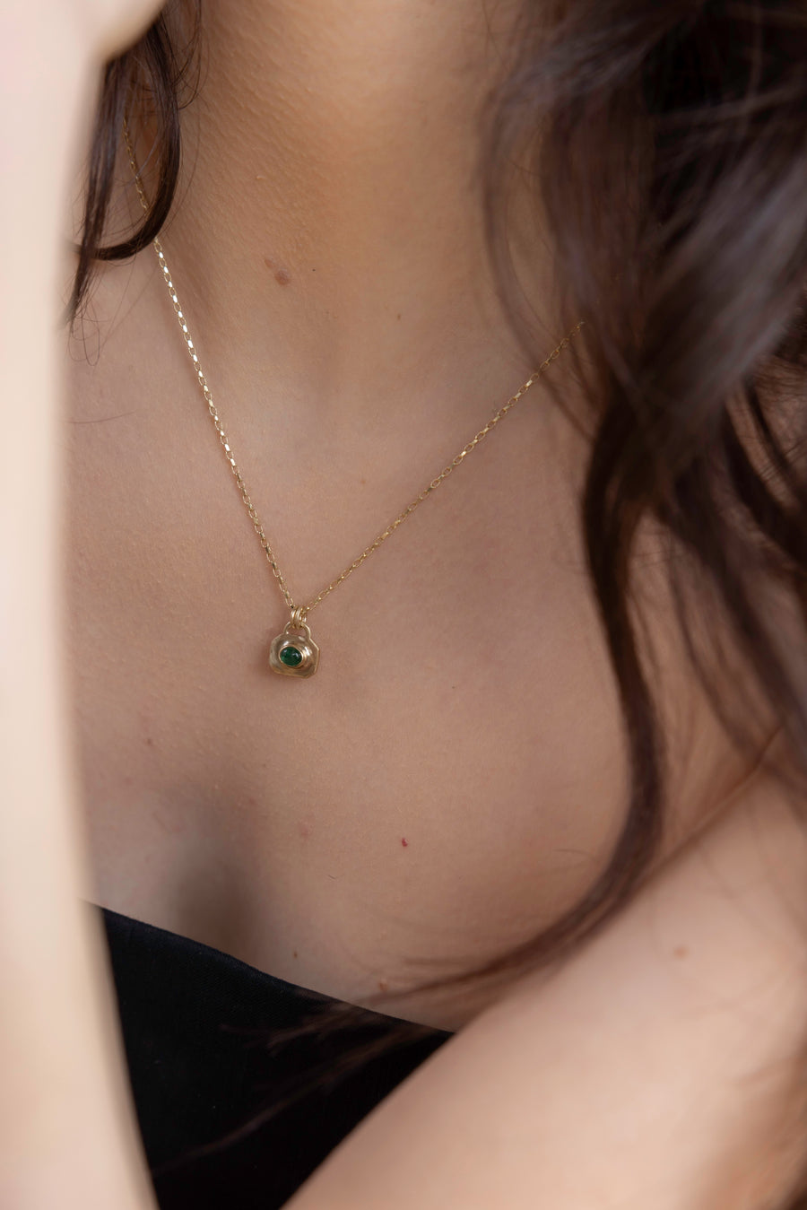 Green Tourmaline Octa Necklace in Gold