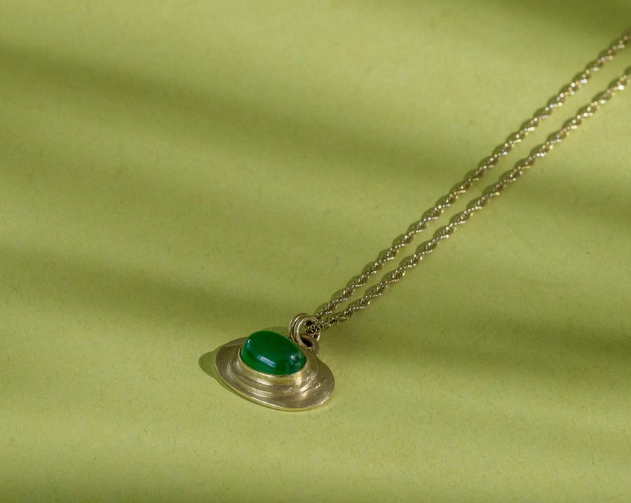 Green Jade Orbis Necklace in Gold