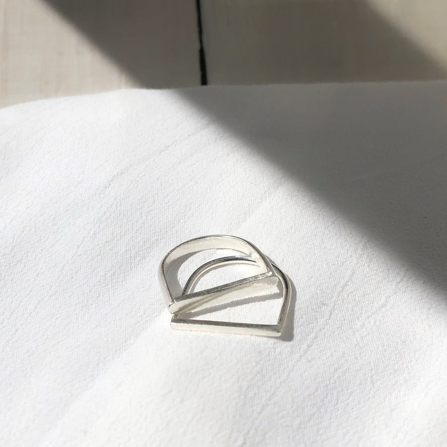 Wide Edge Ring in Silver