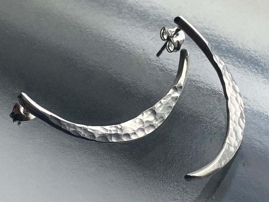 Curve Drop Studs in Silver