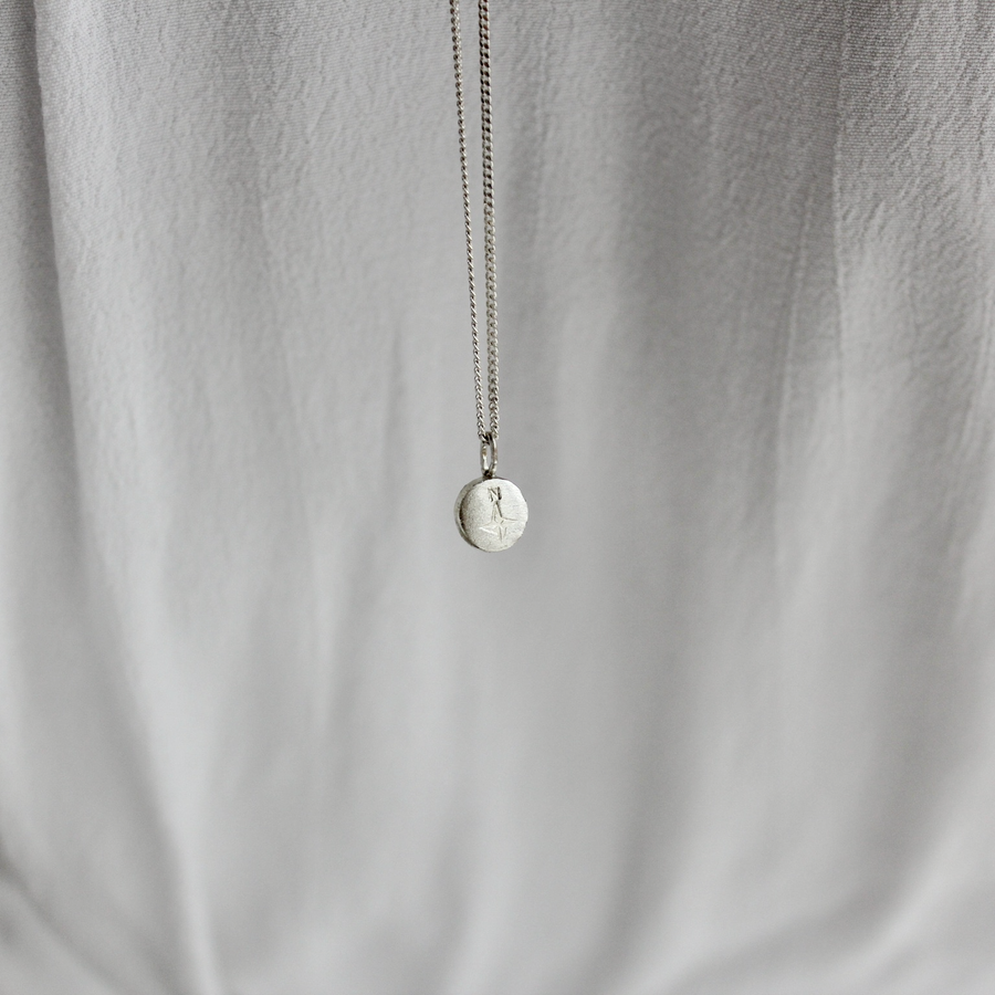 North Star Disc Necklace in Silver