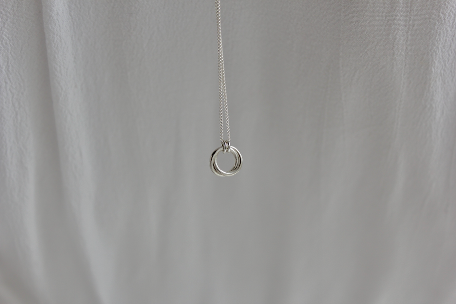 Double Circle Necklace in Silver