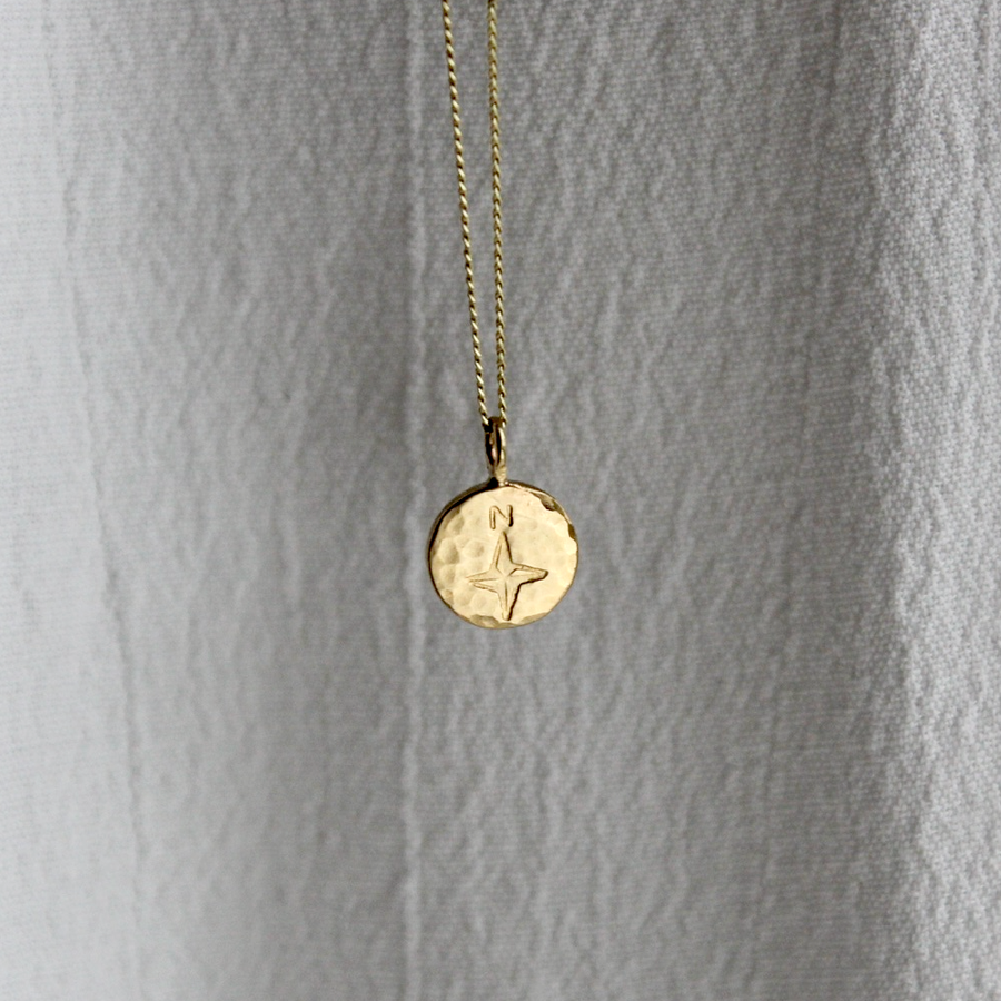 North Star Disc Necklace in Gold