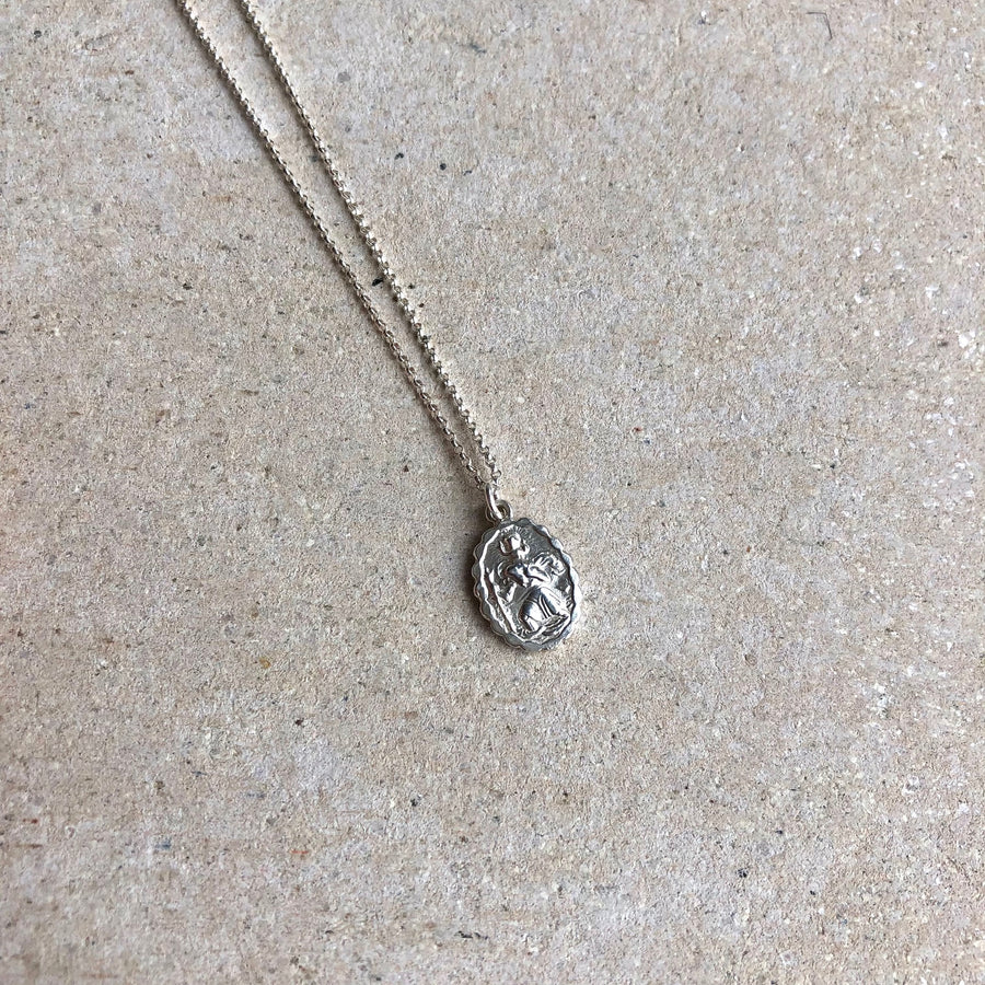 Oval St Christopher Necklace in Silver or Gold