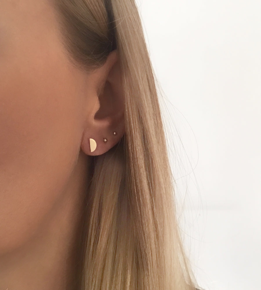 Moon Studs in Gold