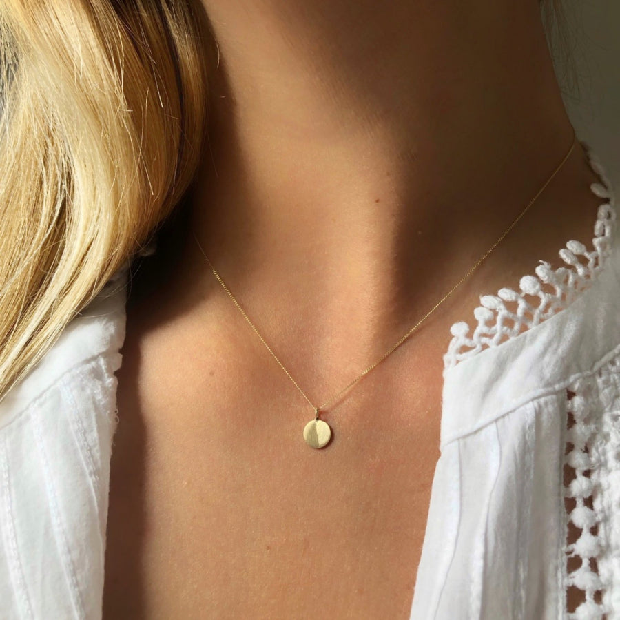 10k Solid Gold Flat Disc Pendant Engravable Necklace With 10k Solid Gold  Paperclip Chain - Etsy