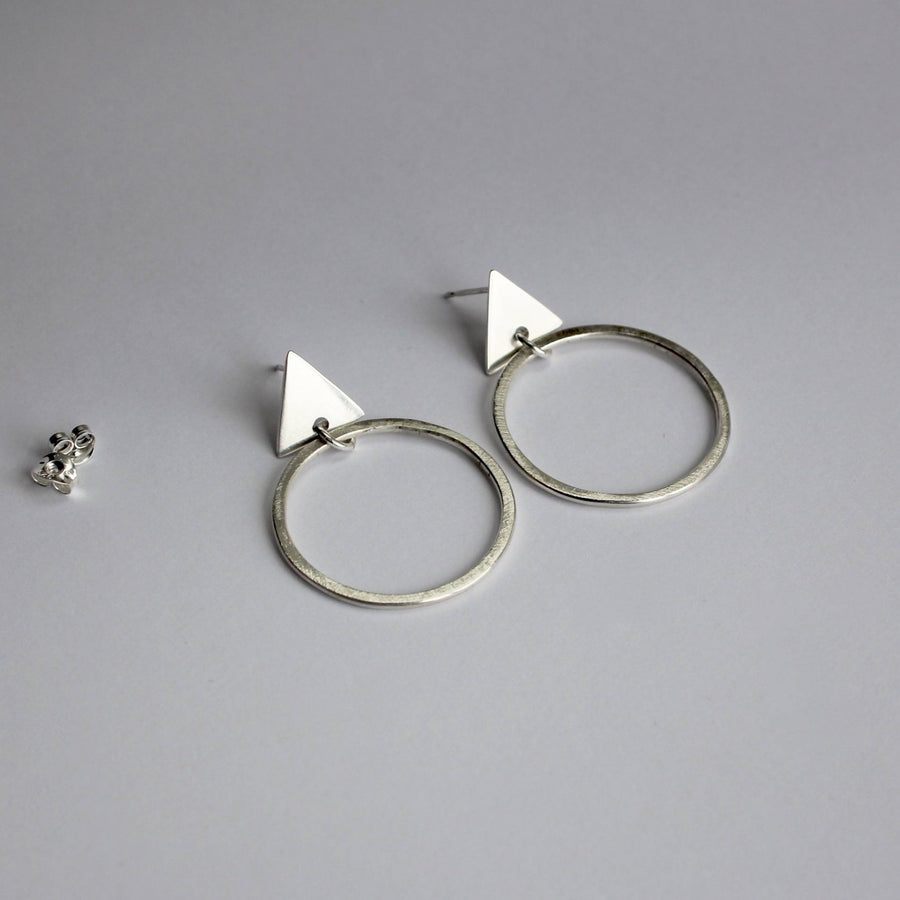 Geometric Drop Earrings in Silver