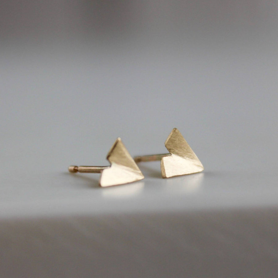 Folded Triangle Studs in Gold