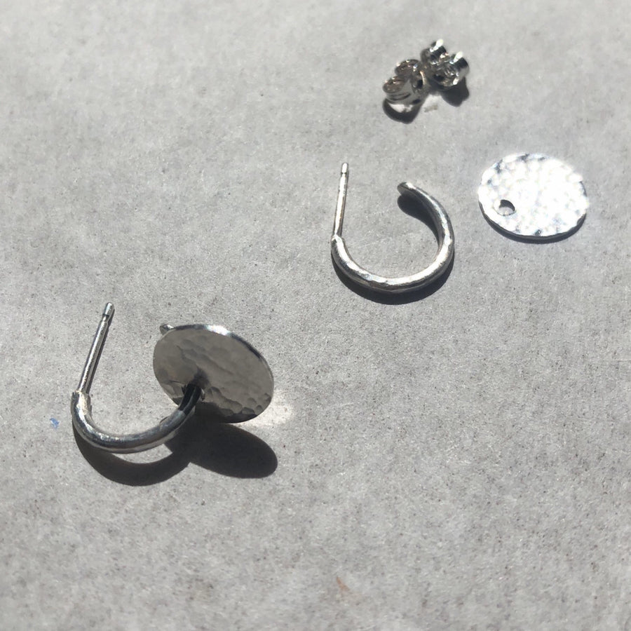 Hoop Disc Earrings in Silver